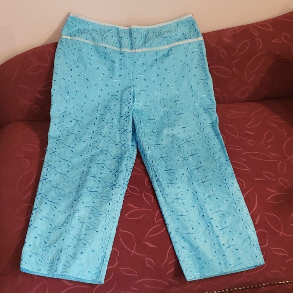 Bamboo Traders Blue Metallic Designer Capris